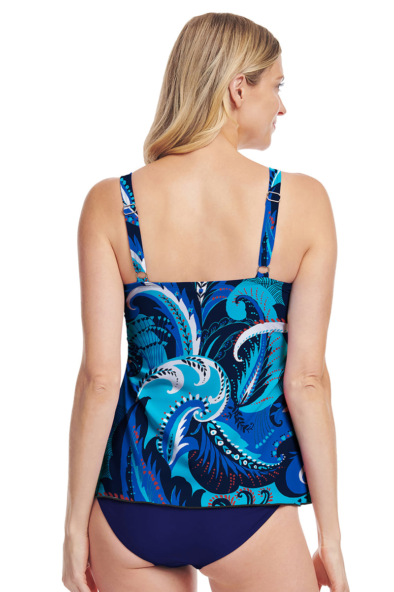 Women’s Bandeau Tankini Swim Top with Waterfall Drape | Mazu Swim ...