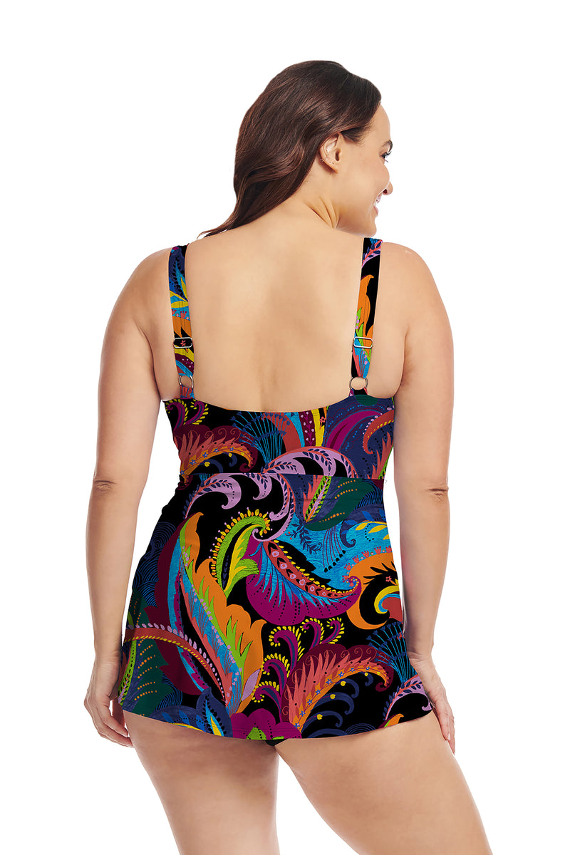 one piece swim dress plus size Wrap in Colorblock Paisley Black 22W and its deserving considering Size:1/2 years range:Essie Patou | Printed maxi