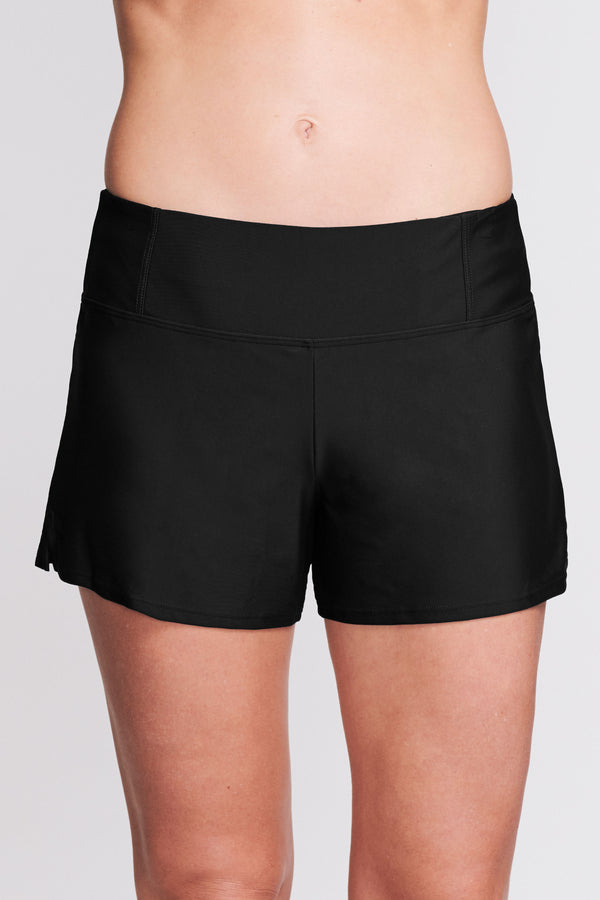 Swim Short with Built in Brief in Solid Black