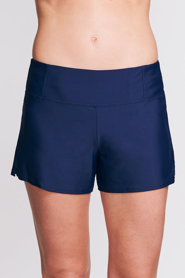 Swim Short with Built in Brief in Solid Navy