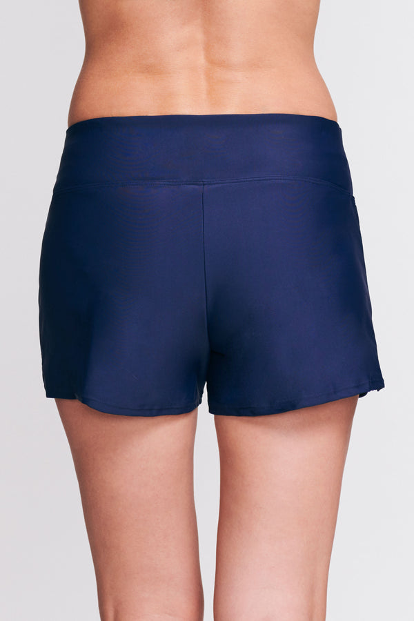 Swim Short with Built in Brief in Solid Navy