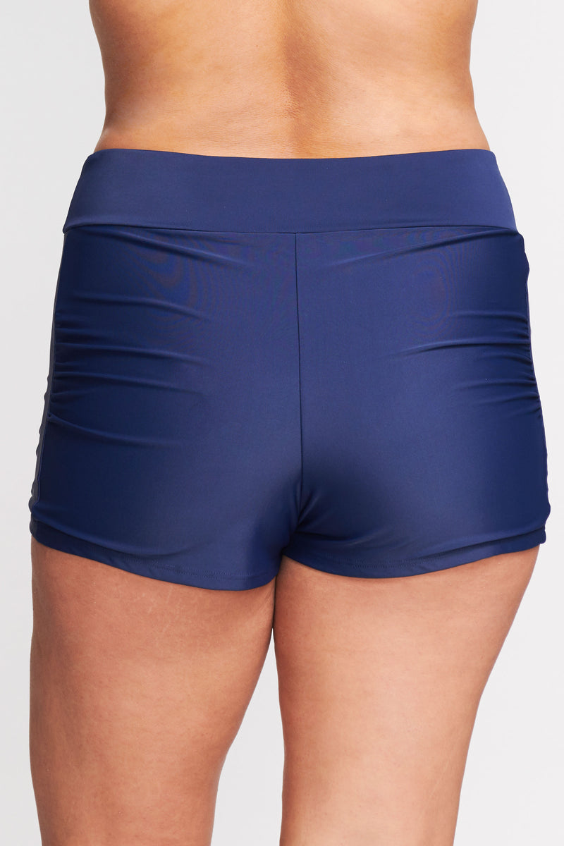 Plus Size Contouring Waistband Swim Short in Solid Navy