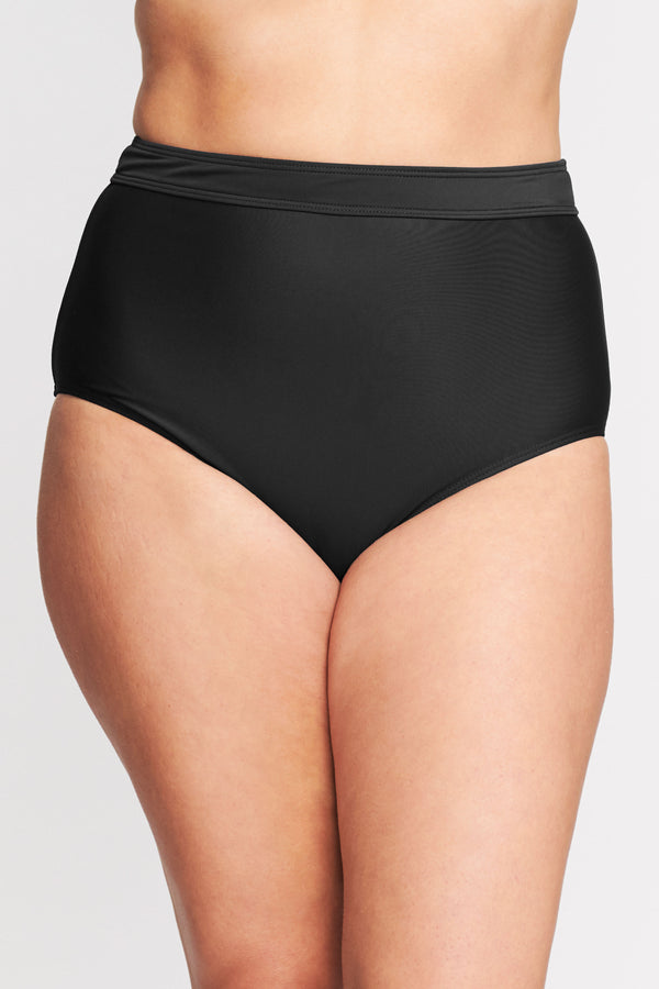 Plus Size High Waist Brief in Solid Black