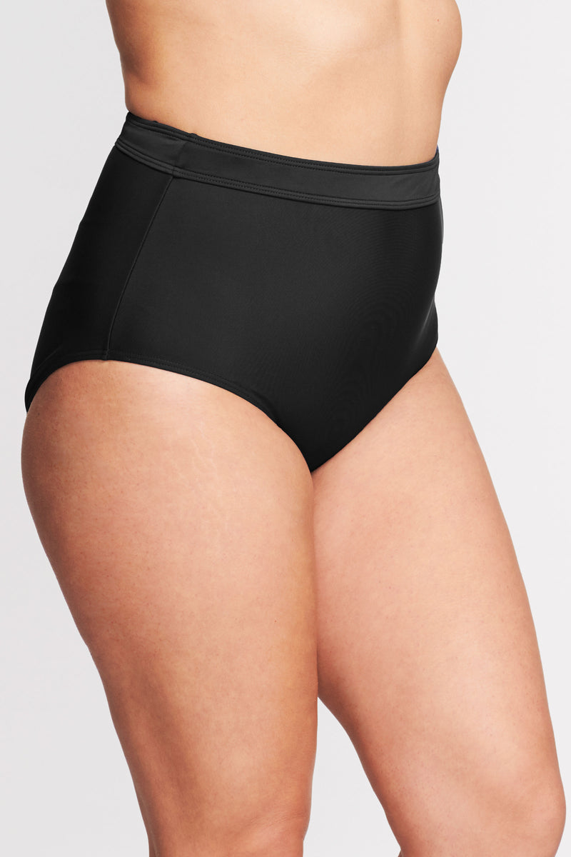 Plus Size High Waist Brief in Solid Black