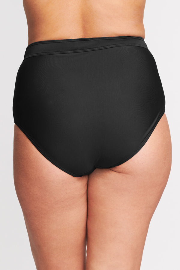 Plus Size High Waist Brief in Solid Black