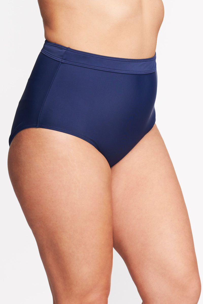 Plus Size High Waist Brief in Solid Navy
