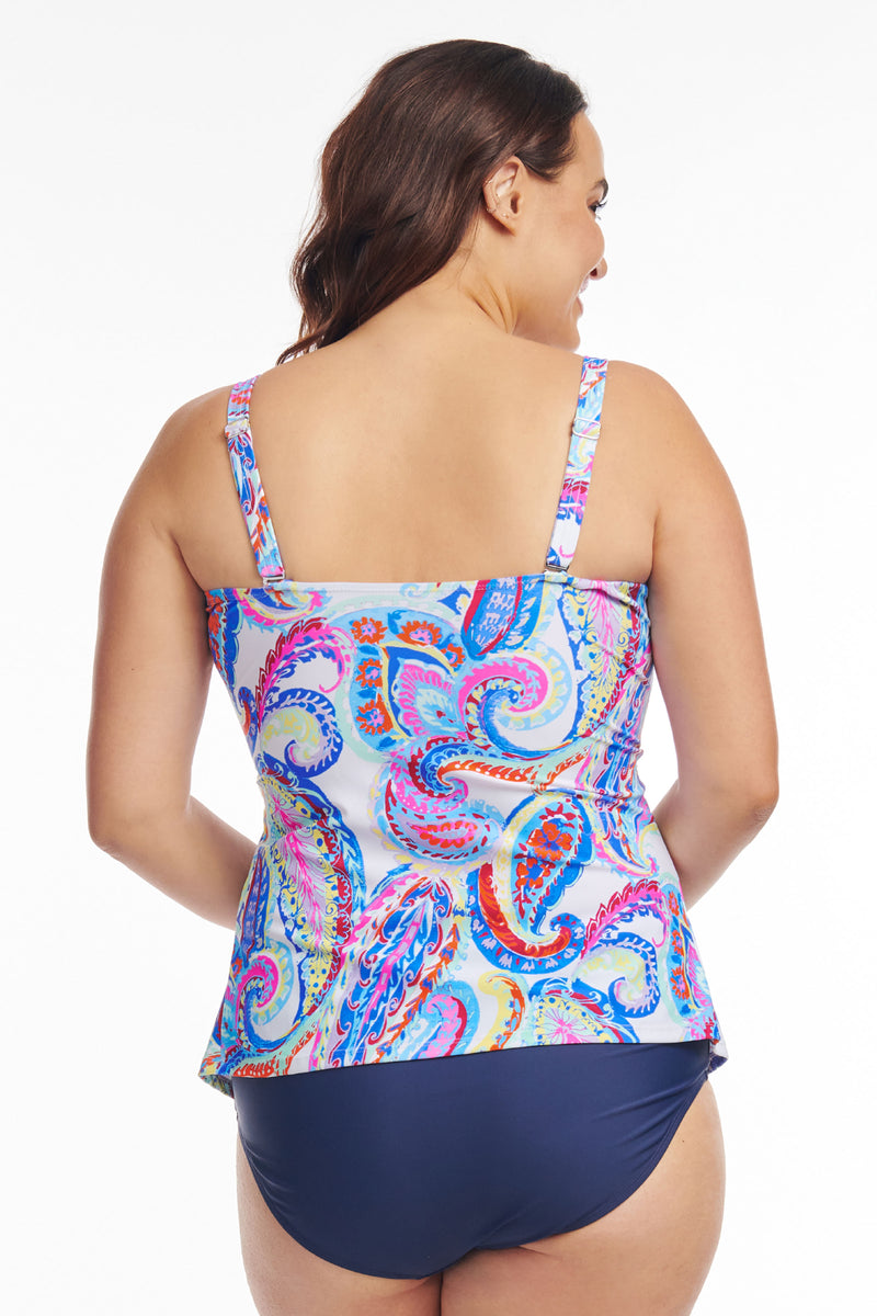 Plus Size Sweetheart A-Line Tankini Top in French Paisley