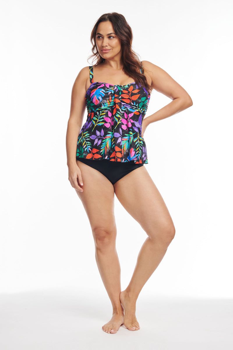 Swimsuits for All Women's Plus Size Flyaway Bandeau Tankini Top - 8, Multi  Tropical