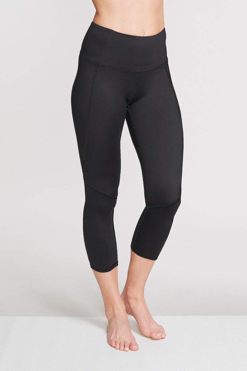 Moa Collection Women's High Waist Casual Solid Slim Running Yoga Capri  Leggings Pants S-3XL (Pack of 2) Black-Black 1XL