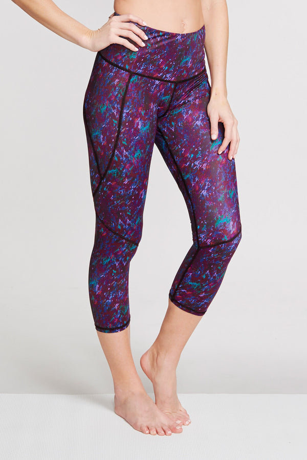 High Waisted Slimming Capri Legging in Moving Waters Berry