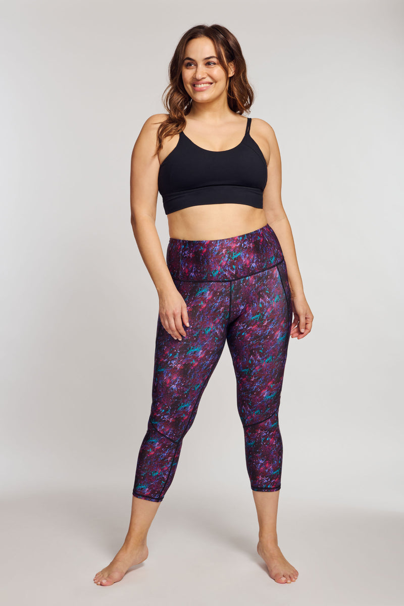 High Waisted Slimming Capri Legging in Moving Waters Berry